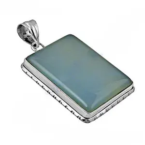 Colgante Rectangular de Plata 925 para Mujer con Calcedonia Azul, Colgante con Baño de Rodio y Oro Rosa Hecho a Mano - Product Image 3