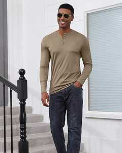 Chemise Henley à manches longues en coton pour hommes, décontractée, douce et confortable, légère et stylée pour le quotidien et le bureau. - Product Image 4