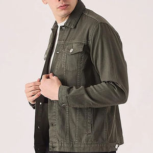 Chaqueta Vaquera de Color Sólido al por Mayor para Hombre, Chaqueta de Mezclilla con Cuello Alto Personalizada, Estilo Urbano de Invierno, Servicio OEM de Pakistán - Product Image 2