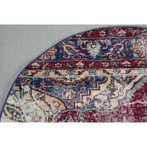 Tapis de 3,5 x 3,5 pieds, tapis turc vintage, tapis abstrait rouge - Product Image 4