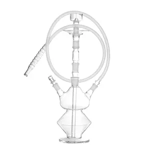 Metier 16cm Tall Hand Blown Glass Hookah Shisha Water Pipe Single or Double Hose Portable Style with Mirror Technique