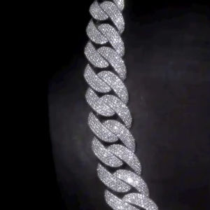 Cadena de eslabones cubanos de moissanita chapada en rodio de 15mm, regalo de boda para hombres, corte redondo, joyería de estilo Hip Hop helado, Plata de Ley 925 - Product Image 2