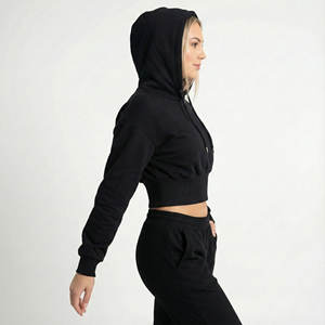 Sudaderas Cortas de Mujer con Diseño Personalizado, Tallas y Colores a Elección, Cintura Alta, Dobladillo de Corsé, Hombros Caídos, Felpa de Algodón Grueso - Product Image 2