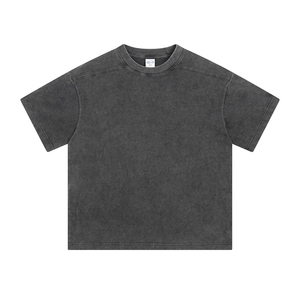 Poids lourd 100% coton personnalisé Boxy recadrée impression lavage à l'acide conception surdimensionné plaine Curling hommes t-shirts Style décontracté - Product Image 4