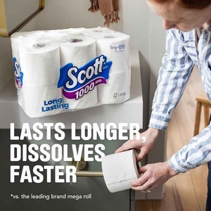 Scott Rapid-Dissolving <b>Toilet</b> <b>Paper</b>, 48 Double <b>Rolls</b> (6 Packs of 8) = 96 Regular <b>Rolls</b>, 231 Sheets Per <b>Rolls</b> - Product Image 2
