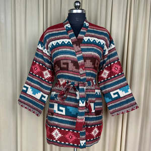 Women's Wool Blend Kimono Winter Warm Cozy Jacket and <b>Short</b> <b>Dress</b> Geometric <b>Cardigan</b> Handmade Loungewear Mom Gift - Product Image 1