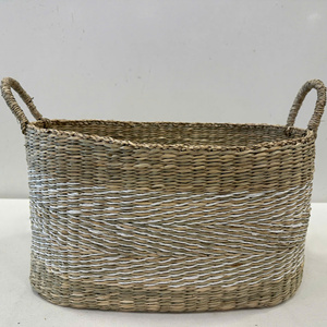 ตะกร้าทรงรีจากหญ้าทะเลอเนกประสงค์ หรูหรา เป็นมิตรกับสิ่งแวดล้อม - Product Image 2