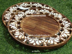 Nouveau plateau de Ramadan arabe conception de perle de mère en bois pour la fête de mariage musulman Eid célébrations islamiques Date affichage de gâteau - Product Image 6