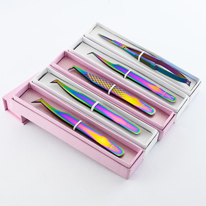 Pinzas de pestañas de primera calidad, pinzas para extensiones de pestañas, pinzas de punta de fibra para extensión de pestañas, tijeras para apretar, acero inoxidable - Product Image 1