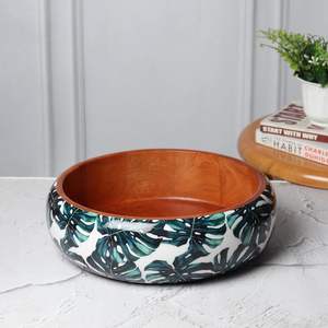 Ensaladera de madera pulida hecha a mano, cuenco para servir de madera orgánica de primera calidad con 2 cucharas, regalo de negocios de lujo ecológico - Product Image 4