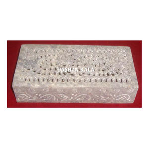 Caja de almacenamiento de joyería de forma Rectangular tallada de esteatita Natural de nuevo diseñador indio de marca de clase alta al mejor precio - Product Image 1