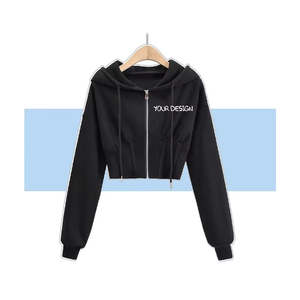 Venta al por mayor Casual Zip-up para las mujeres de alta calidad de la cintura Sudadera con capucha de poliéster y algodón mixto cómodo Sudadera con capucha - Product Image 2