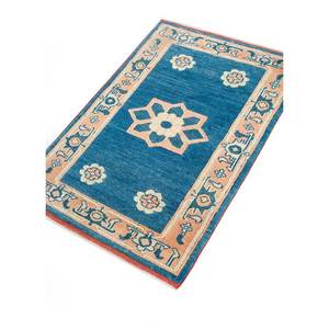 Alfombra de Lana Anudada a Mano Nuray Azul Pae-1171 9x12 Rectangular con Patrón de Medallón para Decoración de Sala de Estar o Uso en Pasillos - Product Image 2