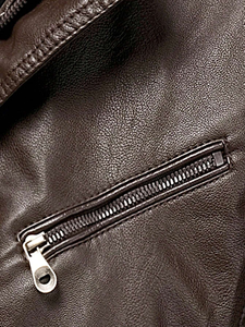 Veste en cuir véritable pour homme Picaso Plush, col montant classique, hiver, plusieurs couleurs - Product Image 4