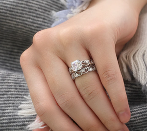 ชุดแหวนแต่งงานโมอิส1.50CTW เงินสเตอลิง925สำหรับเบาะตัดเป็นชิ้นเล็กๆแนววินเทจเข้าคู่แหวนแต่งงานปาร์ตี้ IGI - Product Image 6