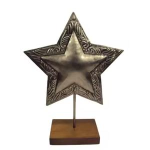 Décoration de table Étoile en verre vintage de couleur rose avec support en métal pour décoration de table de maison de Noël - Product Image 2