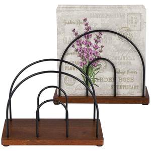 Soporte de madera para servilletas de alambre, accesorio negro para dispensador de vajilla, servilletas, servilletas - Product Image 1