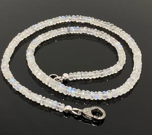<b>Rainbow</b> Moonstone Beads Necklace Natural Moonstone Gemstone Faceted Rondelle Beads Necklace Wholesale Factory Price Necklace - Product Image 1