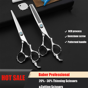 Tijeras de peluquero profesionales con logotipo personalizado 400c, herramienta de corte de pelo de acero inoxidable duradero, mango de cerámica negra, recto afilado - Product Image 5