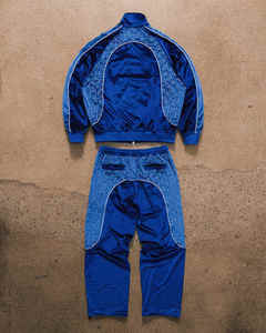 Manufacturers Clothing Custom Embroider <b>Men's</b> Patchwork Color Block Zip up <b>Velvet</b> Track <b>Jacket</b> and Pants Set Tracksuit <b>Men</b> - Product Image 2