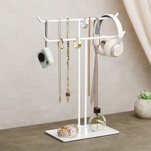 Mới nhất thiết kế rắn wrought sắt trang sức đứng trắng tráng kim loại vòng đeo tay hiển thị giá thời trang lưu trữ Deco phụ kiện - Product Image 3