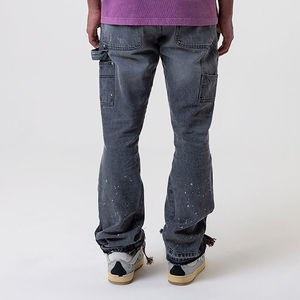 Men's Two-Tone Coated Woolen Stacked Flare <b>Jeans</b> Patched Ripped Slim Stretch Trousers Breathable Loose High Street Mid Flat - Product Image 5