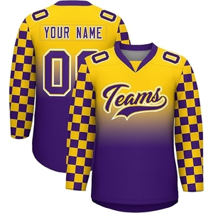 Nuevo 2025 superventas hombres cuello en V Transferencia de Calor impreso manga larga personalizado hockey sobre hielo Jersey 100% poliéster secado rápido transpirable - Product Image 6