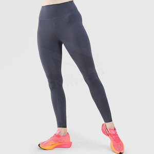 Legging de sport pour femme à taille haute, sans couture, en Spandex/Nylon, séchage rapide, respirant, motif uni, taille élastique, personnalisable avec logo OEM - Product Image 2