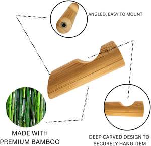 Lot de 6 crochets muraux en bois naturel-Crochets rustiques faits à la main-Crochets muraux en bois robustes-Cintre d'entrée décoratif moderne - Product Image 3