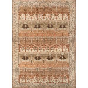 พรมขนสัตว์ถักมือสีเบจและสีน้ำตาล รุ่น Lnr-3112 ลายเรขาคณิต รูปทรงสี่เหลี่ยมผืนผ้า สำหรับตกแต่งบ้าน ห้องนั่งเล่น หรือใช้ในทางเดิน - Product Image 1