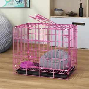 Cage en fer rose pour animaux de compagnie, fabricant, maison, produit, cage pour chien empilable, cage pour chiens