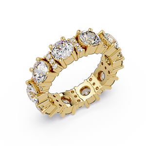 Anillo de Eternidad Completo de Oro Puro de 14K Personalizado, Diamante Cultivado en Laboratorio de Corte Redondo, Brillante, Anillo de Aniversario para Novia, Diseño de Moda Femenina - Product Image 3