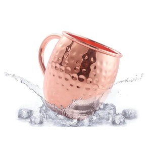 Taza de Moscow Mule de cobre puro con textura martillada, Juego de 2 vasos de regalo de comida segura, vasos de cóctel, artículos para bebidas - Product Image 1