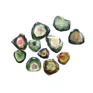 Lote de 11 piezas de sandía Bio Tourmaline Slice Natural Tourmaline Slice Shape Gemstone Precio al por mayor - Product Image 4