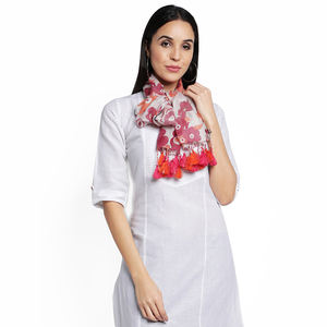 Bufandas elegantes estampadas ecológicas de lino 100% para mujer, estolas hechas a mano para verano, estilo liso, cortas personalizables - Product Image 2