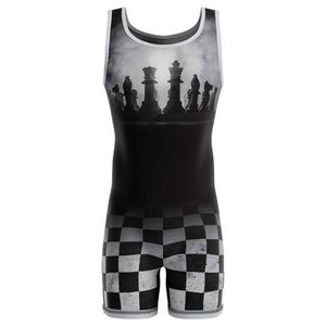 Custom Sublimated Wrestling <b>Singlet</b> Men Youth Professional Grappling Suit Breathable <b>Weightlifting</b> Bodysuit Chess Print Gear - Product Image 1