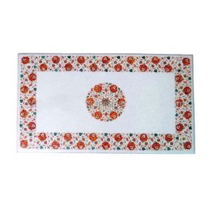 Dessus de table incrusté de marbre Meubles de salon luxueux avec motif imprimé Noir moderne élégant - Product Image 2