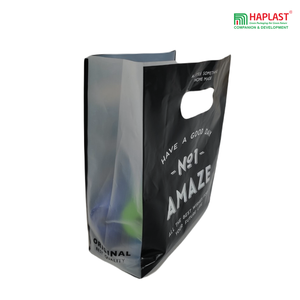 Sac en plastique découpé à l'emporte-pièce avec logo personnalisé Sac de shopping en plastique PE-BD PE-HD avec anse et pièce rapportée Poinçon de marchandise - Product Image 5