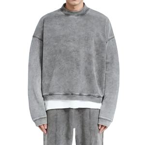 Sudadera Oversize Vintage de Estilo Urbano para Hombre, 400 gsm, Hombros Caídos, Cuello Redondo, Lavado Ácido, Colección 2026 - Product Image 1