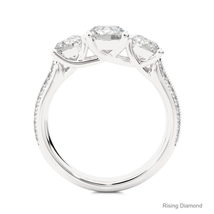 1.01 Ct Round Lab Grown Diamond Engagement Ring Three <b>Stone</b> Rose Gold CVD Diamond Ring Anniversary Gift for Her - Product Image 6