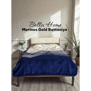 Manta Doble Gruesa Dorada de 4.5 kg, 200x240 cm, Azul Marino Java, Logotipo Grabado, Ropa de Cama Cálida para Navidad, Bolsa de PVC Original Incluida - Product Image 1