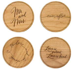 Juego de Cuatro Posavasos Redondos de Madera para Cocina de Restaurante, Salvamanteles, Personalizables, para Bebidas, Creativos - Product Image 1