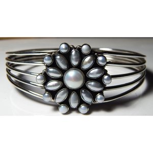 925 Sterling Silver Freshwater Pearl Bangle Handmade Silver Jewelry <b>Gemstone</b> <b>Bracelet</b>-Available in Various Sizes Perfect Gift - Product Image 6