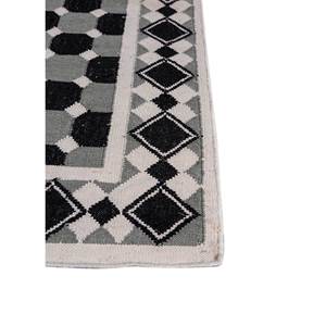 พรมขนสัตว์ทอแบบแบนอัลฮัมบราสีเทาและสีดำ ลายเรขาคณิตและลวดลายนามธรรม สำหรับห้องโถงบ้านและห้องรูปสี่เหลี่ยมผืนผ้า-ADWL-13159 - Product Image 4