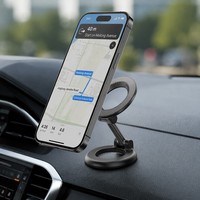 Support magnétique double face pour téléphone de voiture, support circulaire rotatif à 360 degrés pour tableau de bord, support de navigation multifonctionnel