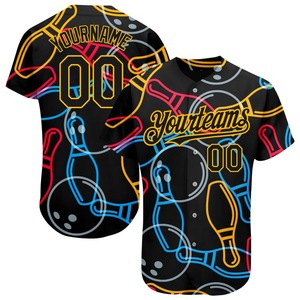 Maillot de baseball authentique imprimé, respirant, grande taille, motif 3D noir et or personnalisé - Product Image 1
