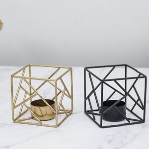 Handmade Gold Metal <b>Cube</b> Shaped Tea <b>Light</b> Candle Holder Gold/Black Tealight Candle Holder for Wedding, Home Decoration Gift Item - Product Image 5