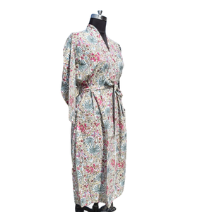 Kimono Peignoir en coton Robe de nuit d'été ouverte sur le devant pour femmes Robe de plage - Product Image 4