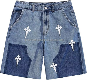 Pantalones cortos de mezclilla rasgados con pedrería para hombre, moda de verano, venta al por mayor, ropa casual de moda, proveedor a granel - Product Image 3