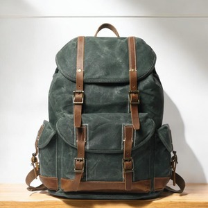 Sac à dos de luxe en cuir et toile durable, écologique, pour la randonnée en plein air, l'école, le travail, les voyages, élégant, unisexe, multi-poches, vintage - Product Image 2